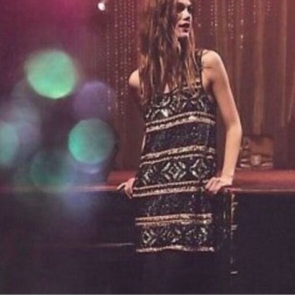 Free People NWT Metallic Geometric gold black blush Sequin Dress Xs/S ($350) - Picture 2 of 14